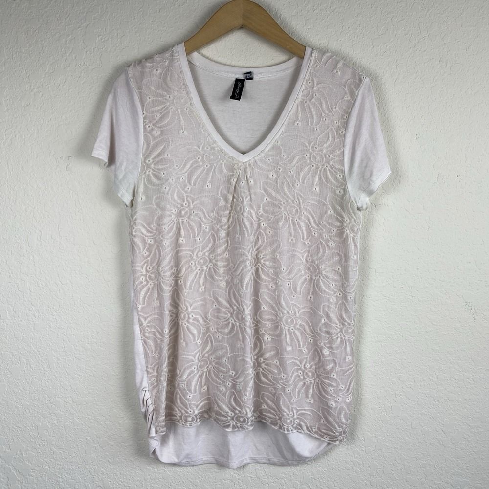 Gretty Zueger Small Silk T Shirt Pink Top Eyelet Crochet Lace Lagenlook Boho
